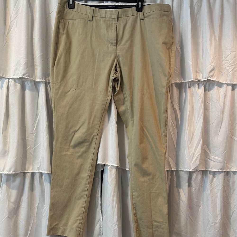 Ladies Lands End Tan Chino Pants Sz 18